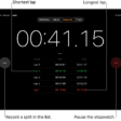 A stopwatch in the Clock app shows the overall time passed in an event, and below it are several laps listed within that event.